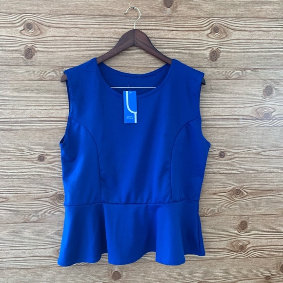 ROYAL BLUE PEPLUM TOP NEW XL FLATTERING - Picture 3 of 7
